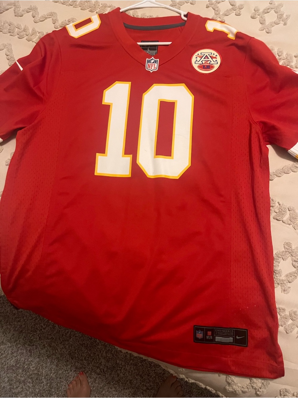 Nike Red NFL Engineered Football Jersey Hem Tag - Bold Logos